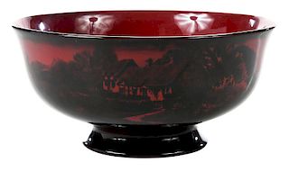 Royal Doulton Flambe Footed Bowl By Charles Noke