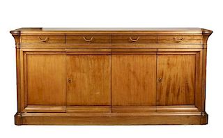 20th C. Fruitwood Four Drawer Sideboard
