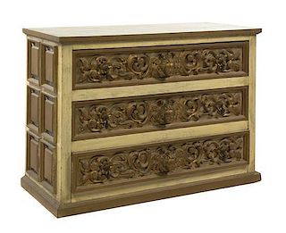 A Continental Painted Chest of Drawers, Height 32 x width 45 x depth 19 inches.