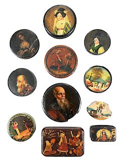 Eleven Painted Miniature Boxes
