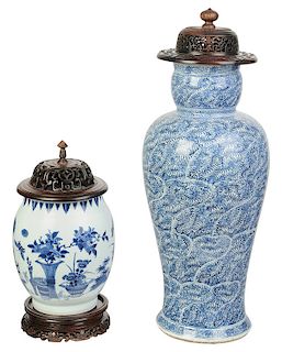 Two Blue and White Chinese Porcelain Vases