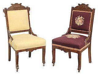 Pair of Victorian Eastlake Upholstered Chairs
