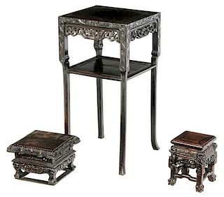 Three Chinese Carved Wood Stands