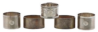 Group of Silver and Silver Plate Napkin Rings