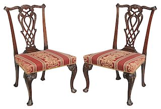 Pair Of Chippendale Style Carved Side Chairs