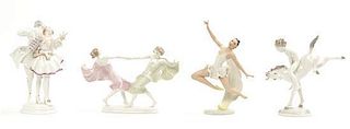 Four Hutschenreuther Porcelain Figures, Height of tallest 9 inches.