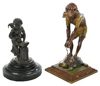 Two Bronze Figures, One Cold Painted