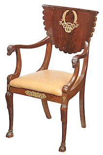 A Russian Empire Style Bronze Mounted Armchair