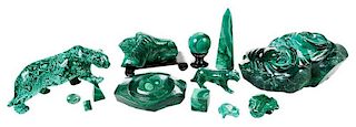 13 Pieces Carved Malachite