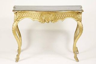 18th C. Italian Rococo Giltwood Console Table