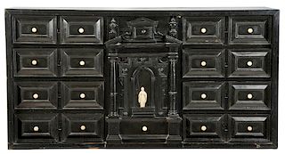 Baroque Black Lacquer Collector's Cabinet