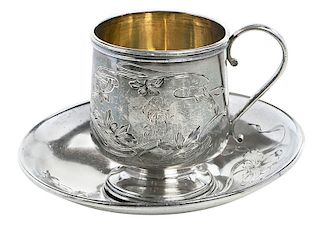 Russian Silver Teacup/Saucer