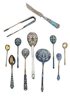 11 Russian Silver Spoons
