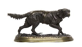 A French Bronze Animalier Figure, after Pierre Jules Mene (1810-1879), Width 13 1/2 inches.