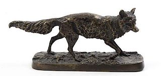 A French Bronze Animalier Figure, Pierre Jules Mene (1810-1879), Width 6 3/4 inches.