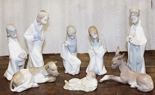 Lladro Spanish porcelain 8 pc. Nativity set 