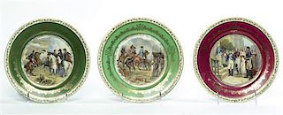 A Set of Six Continental Porcelain Plates, Diameter 8 1/2 inches.