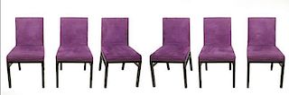 Set of 6 Purple Suede Upholstered Side Chairs