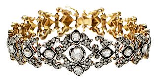 Silver topped Gold Diamond Bracelet