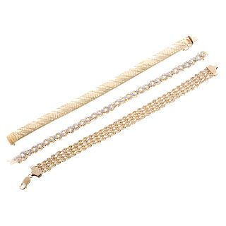 A Trio of Ladies Gold Bracelets