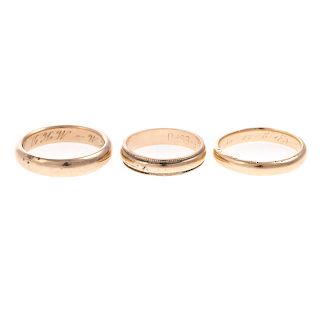 A Trio of Ladies Gold Wedding Bands