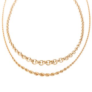 A Pair of Ladies Gold Chain Necklaces