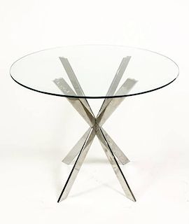 Modernist Chrome Asterisk Table w/ Glass Top