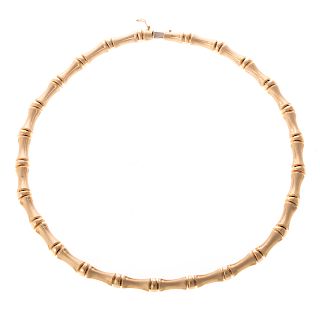 A Ladies 14K Bamboo Link Necklace