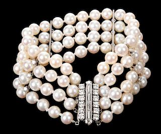 14kt. Pearl and Diamond Bracelet