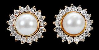14kt. Pearl and Diamond Earrings