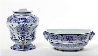 A Delft Ceramic Lavabo, Width of widest 17 inches.