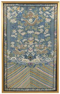 Chinese Kesi Slit Tapestry Dragon Panel