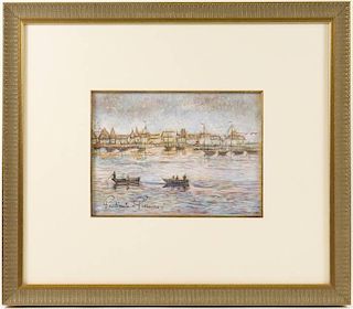 Paul Emile Pissarro, French Harbor Pastel, Signed