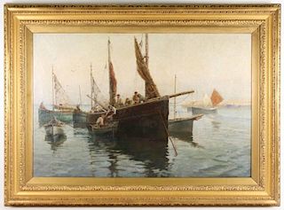 G.B. Percy Spooner Lillingston "Shrimp Boats", O/C