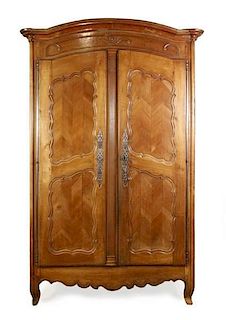 French Provincial Walnut Two Door Armoire