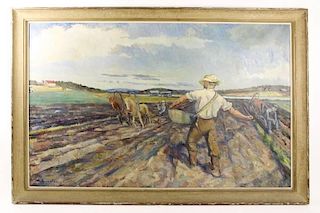 "Sower", Oil on Canvas, Signed and Dated 1941