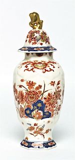 A Delft Porcelain Covered Vase, Height 11 3/4 inches.