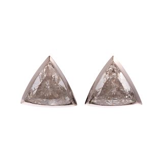 A Pair of Trillion Cut Diamond Stud Earrings