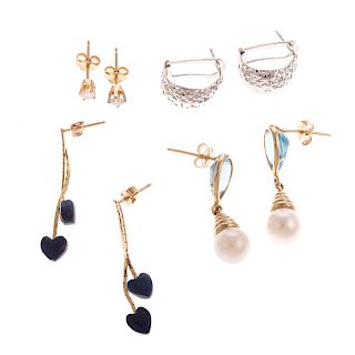An Assortment of Ladies Gemstone Earrings in Gold