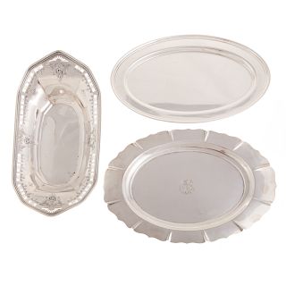 A trio of sterling silver trays