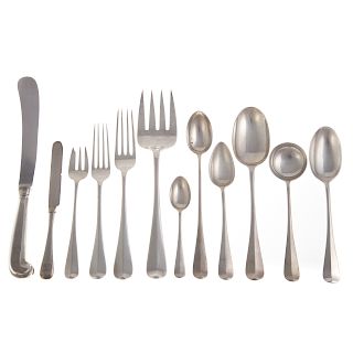 English Queen Anne style sterling 82-pc flatware