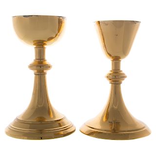 Pair of gilt sterling chalices marked "JPiana"
