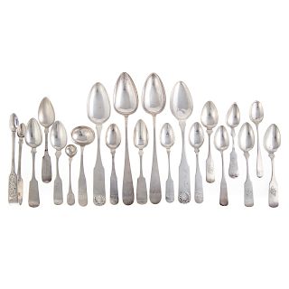 American coin silver spoons & other flatware