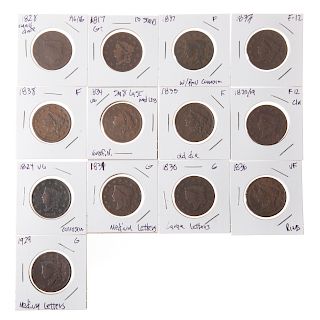 13 Large Cents, 1817 - 1838