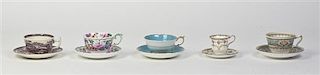 A Collection of Fifteen English Teacups and Saucers, Height of tallest teacup 2 3/4 inches.