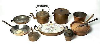 A Collection of Copper Kitchenware, Width of widest 18 inches.