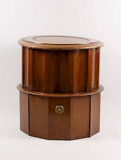 French Walnut & Leather Bed Step Commode Stool