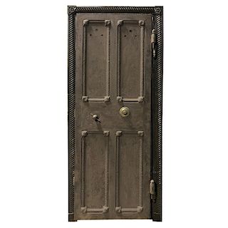 A Cast Iron Safe Door with Frame and Combination 36" W x 4" D x 84" H