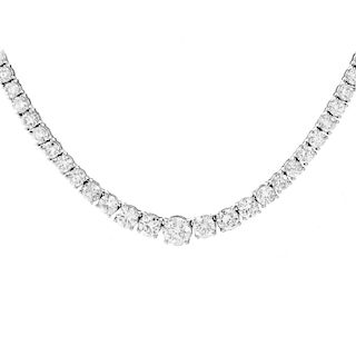 25.0ct Diamond and 18K Gold Riviera Necklace.