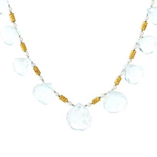 Aquamarine and 22K Gold Necklace